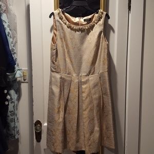 Tahari dress cream tan gold color